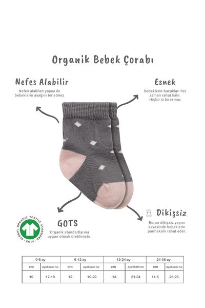 Bistyle 3Lü  Penye Kız Soket Çorap 10112 Gri