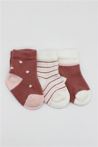Bistyle 3Lü  Penye Kız Soket Çorap 10112 Pudra