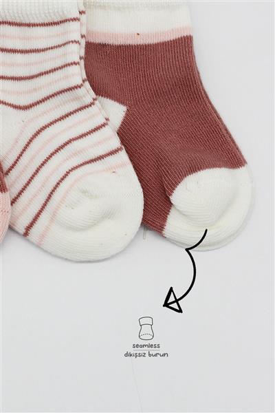 Bistyle 3Lü  Penye Kız Soket Çorap 10112 Pudra