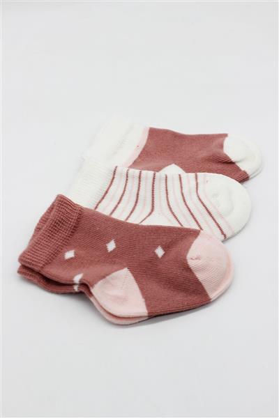 Bistyle 3Lü  Penye Kız Soket Çorap 10112 Pudra