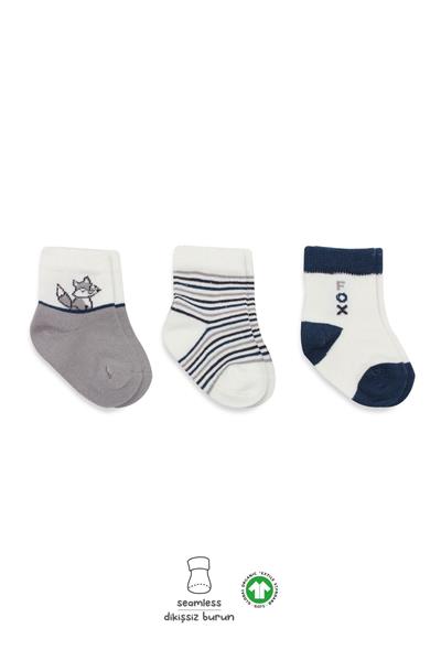 Bistyle 3'Lü Penye Soket Çorap 10109 Gri