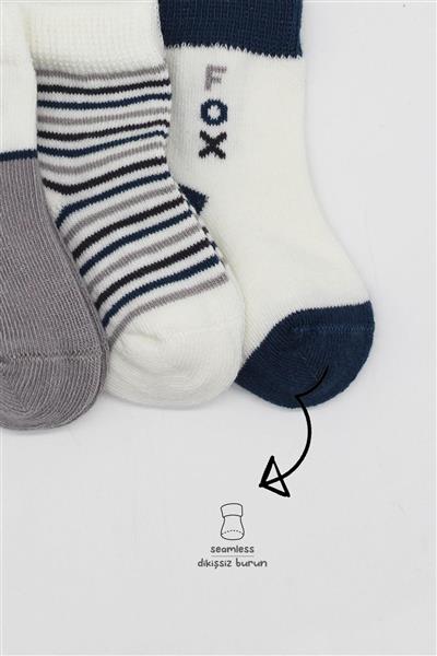 Bistyle 3'Lü Penye Soket Çorap 10109 Gri