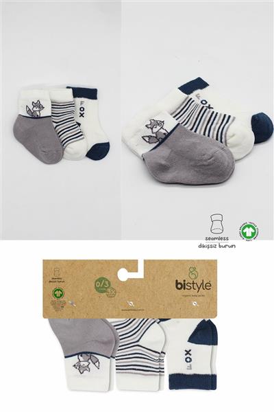 Bistyle 3'Lü Penye Soket Çorap 10109 Gri