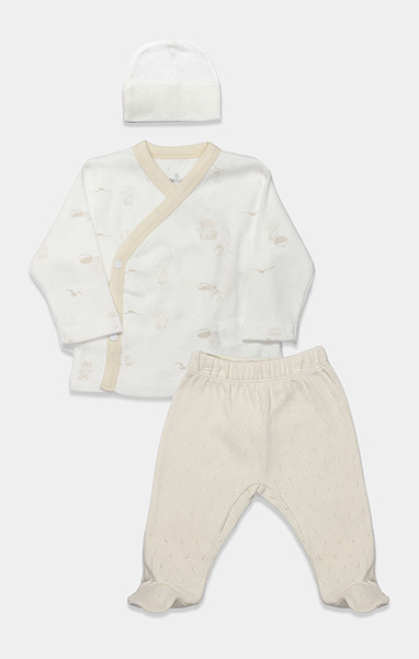 Bistyle 3Lü Zıbın Takım My Favorite Zoo 13133 Ekru