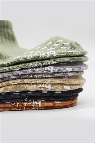 Bistyle 5'Li Penye Kaymaz Düz Soket Çorap 10121 Yeşil