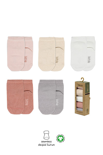 Bistyle 5'Li Penye Soket Kutulu Basic Çorap 10131 Pudra