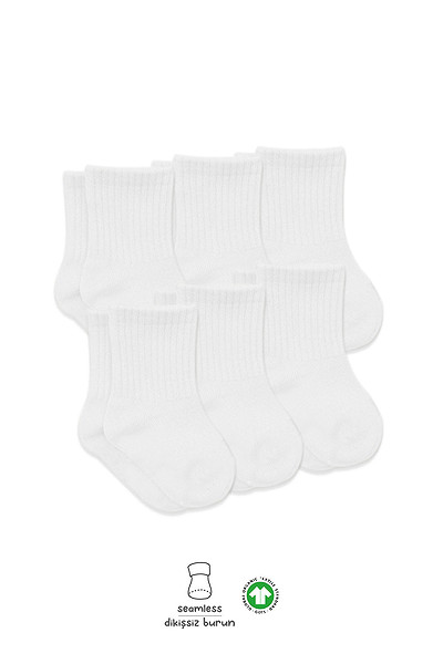 Bistyle 6'Lı Basic Penye Soket Çorap 10101 Beyaz