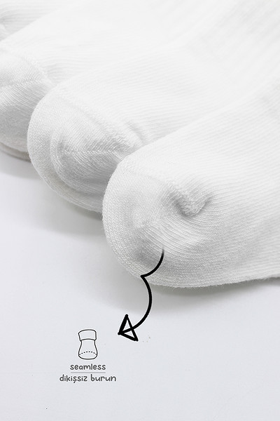 Bistyle 6'Lı Basic Penye Soket Çorap 10101 Beyaz