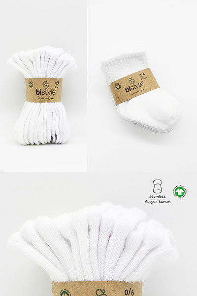 Bistyle 6'Lı Basic Penye Soket Çorap 10101 Beyaz