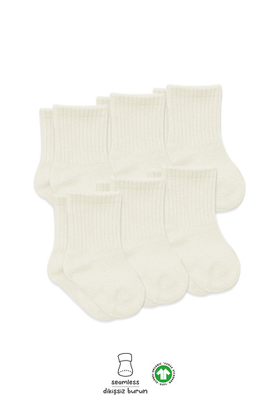 Bistyle 6'Lı Basic Penye Soket Çorap 10101 Ekru