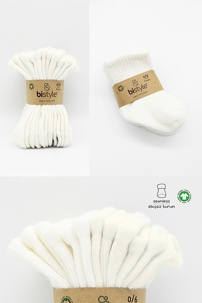Bistyle 6'Lı Basic Penye Soket Çorap 10101 Ekru