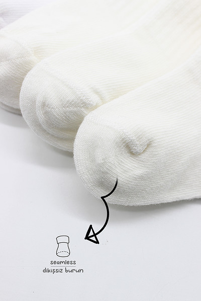 Bistyle 6'Lı Basic Penye Soket Çorap 10101 Ekru