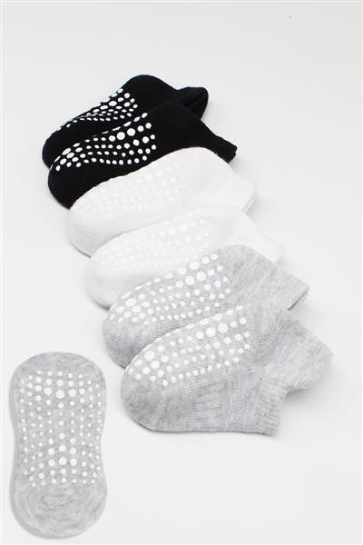 Bistyle 6'Lı Sneakers Kaymaz Penye Çorap 20102 Gri Beyaz Siyah