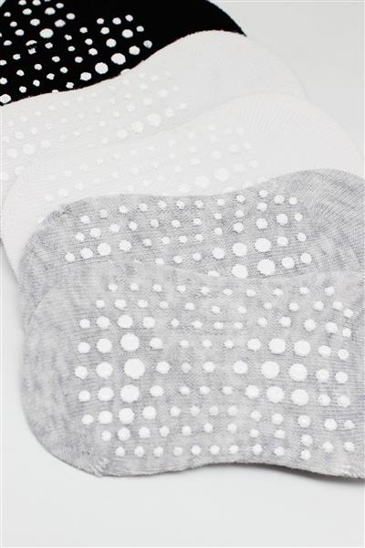 Bistyle 6'Lı Sneakers Kaymaz Penye Çorap 20102 Gri Beyaz Siyah