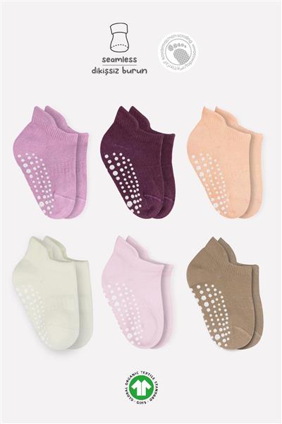 Bistyle 6'Lı Sneakers Kaymaz Penye Çorap 20102 Gül Kurusu