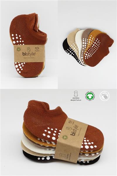 Bistyle 6'Lı Sneakers Kaymaz Penye Çorap 20102 Toprak