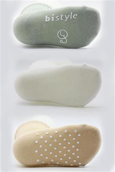 Bistyle 3Lü Basic Kaymaz Penye Soket Çorap 10107 Nil Ekru Bej