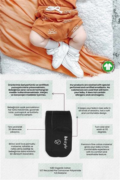 Bistyle 3Lü Basic Kaymaz Penye Soket Çorap 10107 Siyah Ekru Gri