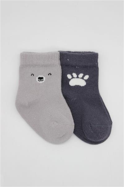 Bistyle 2Li Bear Penye Soket Çorap 10116 Gri