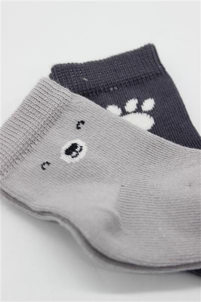 Bistyle 2Li Bear Penye Soket Çorap 10116 Gri