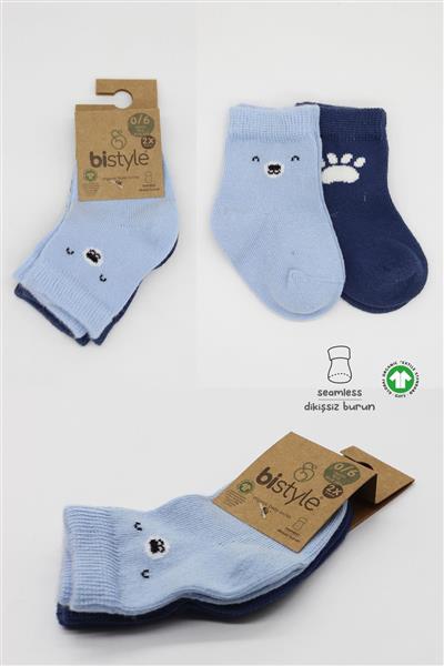 Bistyle 2Li Bear Penye Soket Çorap 10116 Mavi