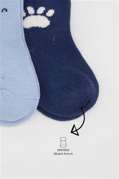 Bistyle 2Li Bear Penye Soket Çorap 10116 Mavi