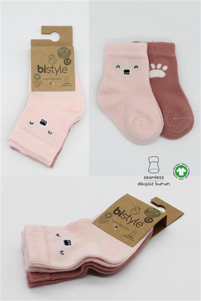 Bistyle 2Li Bear Penye Soket Çorap 10116 Pembe