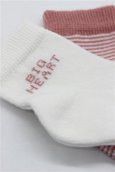 Bistyle 2'Li Big Heart Penye Soket Çorap 10117 Pudra