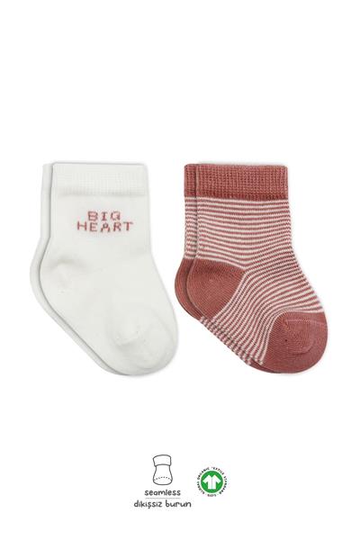 Bistyle 2'Li Big Heart Penye Soket Çorap 10117 Pudra