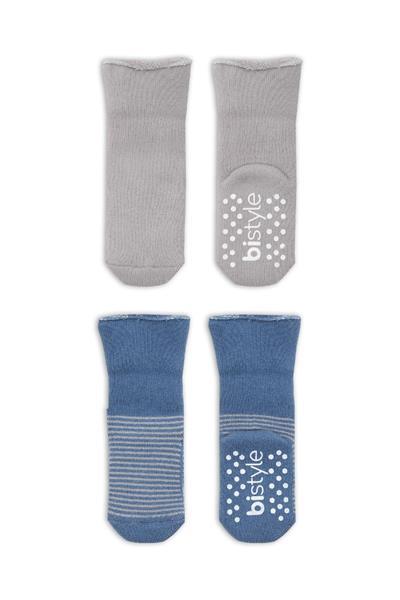 Bistyle 2'Li Çemberli Kaymaz Havlu Soket Çorap 10503 İndigo Gri