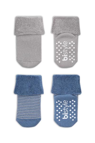 Bistyle 2'Li Çemberli Kaymaz Havlu Soket Çorap 10503 İndigo Gri