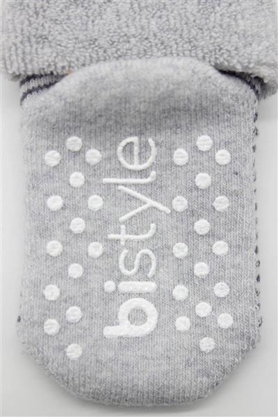 Bistyle 2'Li Çemberli Kaymaz Havlu Soket Çorap 10503 Gri-Antrasit