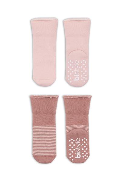 Bistyle 2'Li Çemberli Kaymaz Havlu Soket Çorap 10503 Pudra Pembe
