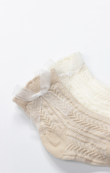 Bistyle Fiyonklu Penye Soket Çorap 2Li 10149 Bej