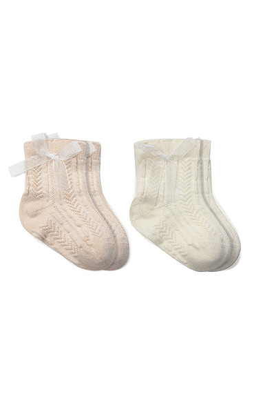 Bistyle Fiyonklu Penye Soket Çorap 2Li 10149 Somon
