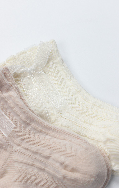 Bistyle Fiyonklu Penye Soket Çorap 2Li 10149 Somon