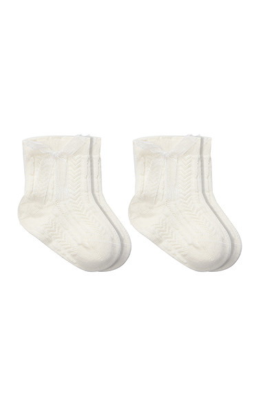 Bistyle Fiyonklu Penye Soket Çorap 2Li 10150 Ekru