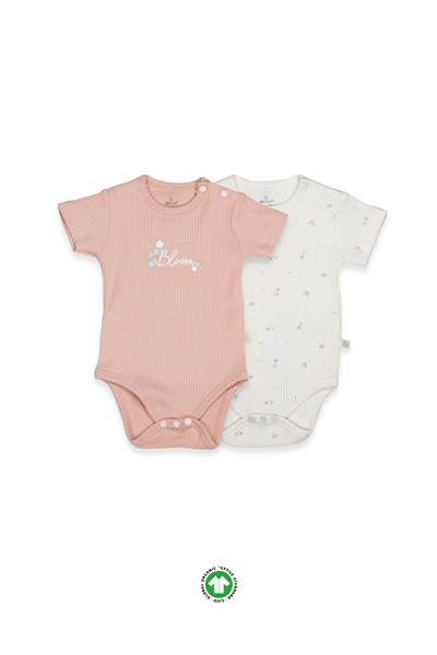 Bistyle Flying Bloom White Yarım Kol 2'Li Body 17118 Ekru Gül Kurusu