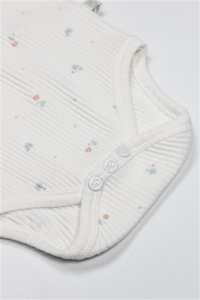 Bistyle Flying Bloom White Yarım Kol 2'Li Body 17118 Ekru Gül Kurusu