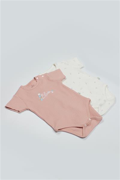 Bistyle Flying Bloom White Yarım Kol 2'Li Body 17118 Ekru Gül Kurusu