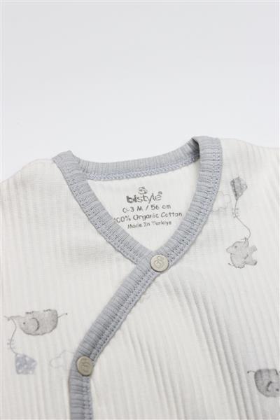 Bistyle Flying Elephant 2'Li Yarım Kol Badi 17117 Ekru Gri