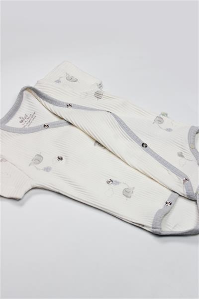 Bistyle Flying Elephant 2'Li Yarım Kol Badi 17117 Ekru Gri