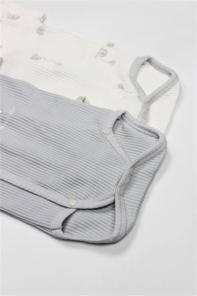 Bistyle Flying Elephant 2'Li Yarım Kol Badi 17117 Ekru Gri