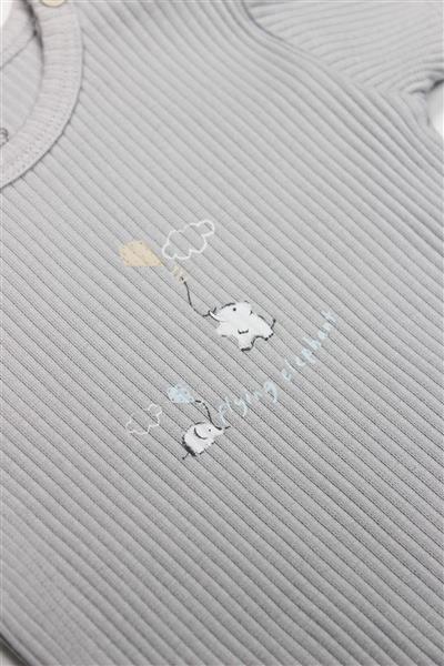 Bistyle Flying Elephant Yarım Kol 2'Li Body 17116 Ekru Gri