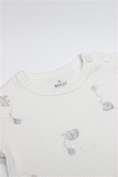 Bistyle Flying Elephant Yarım Kol 2'Li Body 17116 Ekru Gri