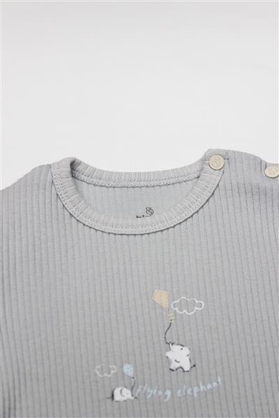 Bistyle Flying Elephant Yarım Kol 2'Li Body 17116 Ekru Gri