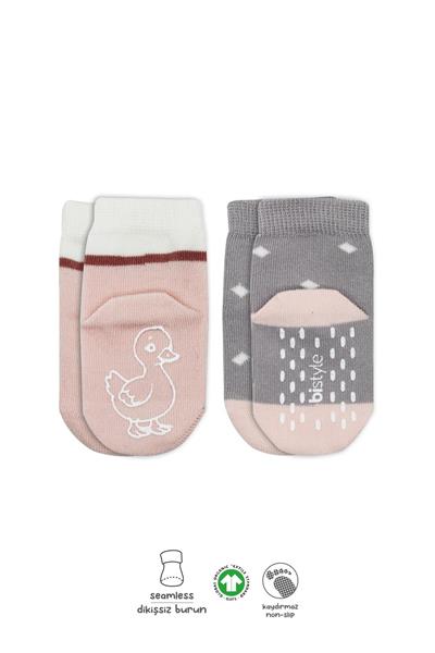 Bistyle 2Li Hayvan Figür Kaymaz Kız Soket Çorap 10120 Gri