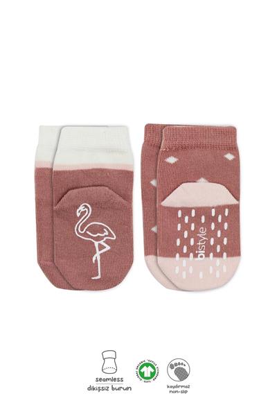 Bistyle 2Li Hayvan Figür Kaymaz Kız Soket Çorap 10120 Pudra