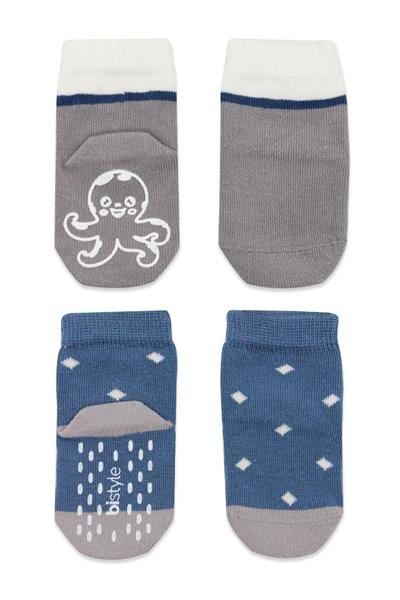 Bistyle Hayvan Figürlü Kaymaz Erkek Soket Çorap 2Li 10119 İndigo