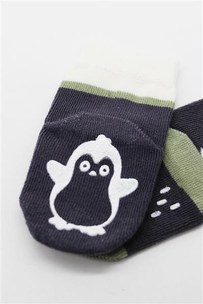 Bistyle Hayvan Figürlü Kaymaz Erkek Soket Çorap 2'Li BS10119 Antrasit